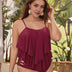 Women Plus Size Ruffled Dankini Swimsuit Burgundy