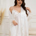 Women Plus Size Satin 2-Piece Silk Suspender Nightgown