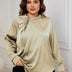 Women Plus Size Satin Shirts Ruched Neck Long Sleeve Blouses | PRUSES-3
