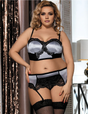 Women Plus Size Satin Underwire Cup Lace Bra Set