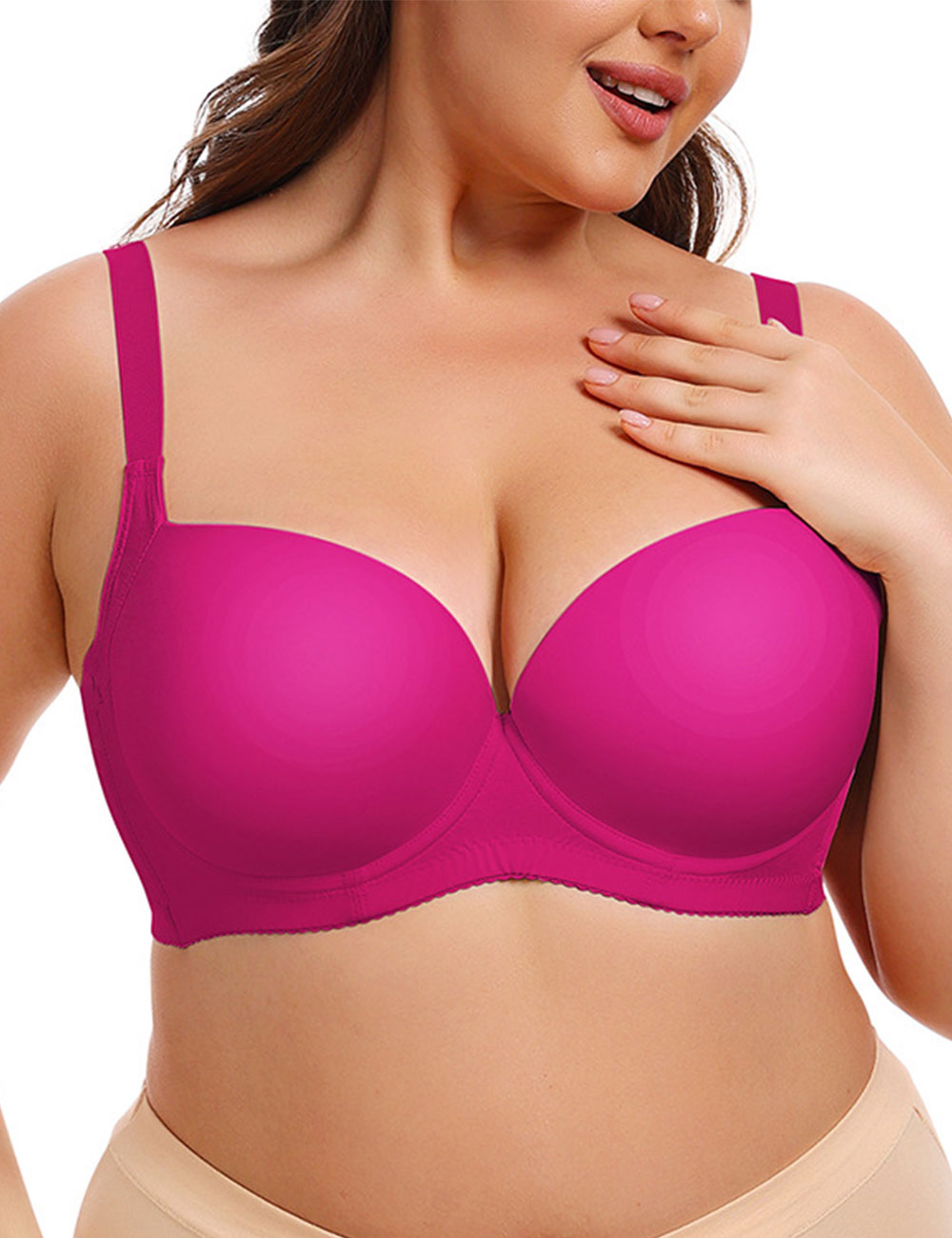 Women Plus Size Seamless Gathered Underwire Bra | PRUSES-4