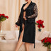 Women Plus Size See-Through Lace Sleeve Silk Robe-3