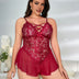 Women Plus Size  SexyDeep V-neck Lace Mesh Suit