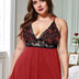 Women Plus Size Sexy Camisole Lace See-Through Dress-1