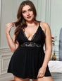 Women Plus Size Sexy Camisole Lace See-Through Dress