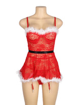 Women Plus Size Sexy Christmas Lingerie Plush Babydoll-5-3