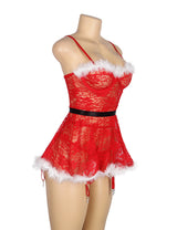 Women Plus Size Sexy Christmas Lingerie Plush Babydoll-5-4