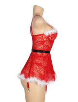 Women Plus Size Sexy Christmas Lingerie Plush Babydoll-5-5