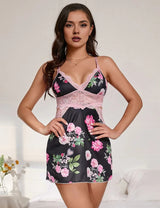 Women Plus Size Sexy Floral Sheer Lace Babydoll-1