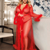 Women Plus Size Sexy Lace Robe Kimono Mesh Nightgown-9