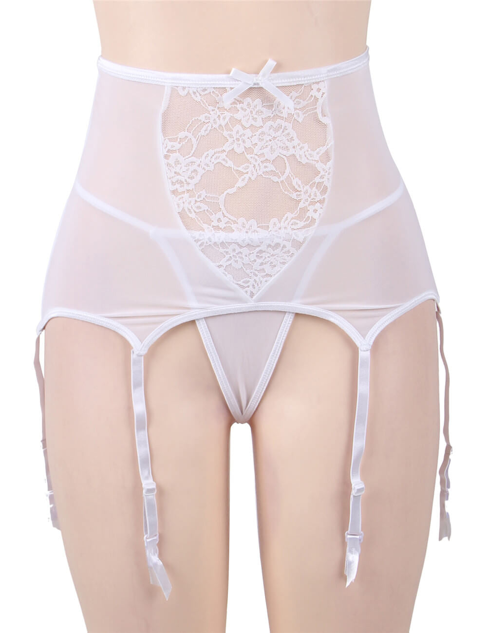 Women Plus Size Sexy Lingerie Panty Lace Floral Lingerie Set Garter Belts-11
