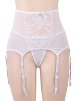 Women Plus Size Sexy Lingerie Panty Lace Floral Lingerie Set Garter Belts-11