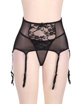 Women Plus Size Sexy Lingerie Panty Lace Floral Lingerie Set Garter Belts-2