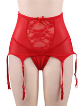 Women Plus Size Sexy Lingerie Panty Lace Floral Lingerie Set Garter Belts-8