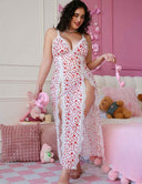 Women Plus Size Sexy Side Slit Maxi Lingerie Dress