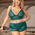 Women Plus Size Sexy Silk Lace Camisole Bra Set-11