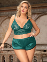 Women Plus Size Sexy Silk Lace Camisole Bra Set-11