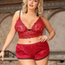 Women Plus Size Sexy Silk Lace Camisole Bra Set-8