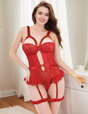 Women Plus Size Sexy Slim Lace Garter Leg Ring Teddy 4