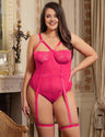 Women Plus Size Sexy Slim Lace Garter Leg Ring Teddy | PRUSES