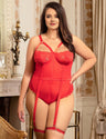Women Plus Size Sexy Slim Lace Garter Leg Ring Teddy | PRUSES