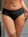 Women Plus Size Sexy Striped Fabric And Mesh Bow Underwear