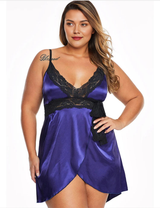 Women Plus Size Sexy V-Neck Strap Lace Babydoll-10