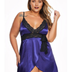 Women Plus Size Sexy V-Neck Strap Lace Babydoll-2