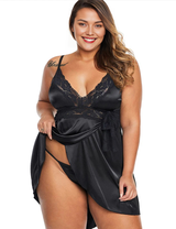Women Plus Size Sexy V-Neck Strap Lace Babydoll-5