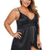 Women Plus Size Sexy V-Neck Strap Lace Babydoll-7