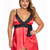 Women Plus Size Sexy V-Neck Strap Lace Babydoll
