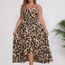 Women Plus Size Sexy V-neck Suspender Leopard Dress-4