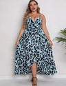 Women Plus Size Sexy V-neck Suspender Leopard Dress