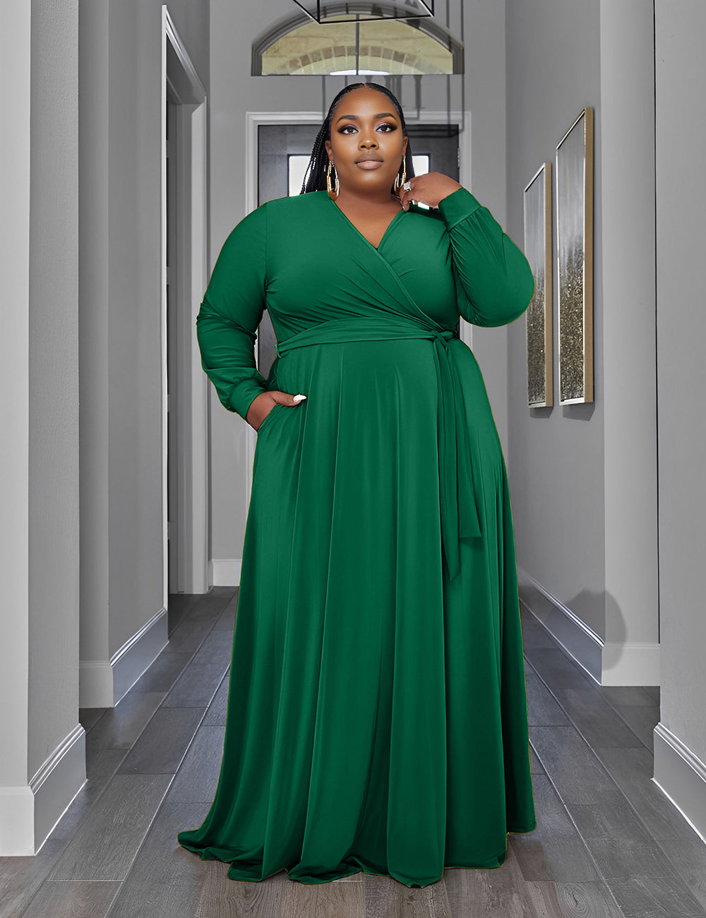 Women Plus Size Short Sleeve Pocket Dress