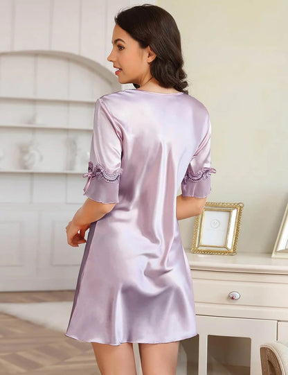 Women Plus Size Simulated Silk Embroidered Casual Babydoll-11