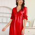 Women Plus Size Simulated Silk Embroidered Casual Babydoll-6