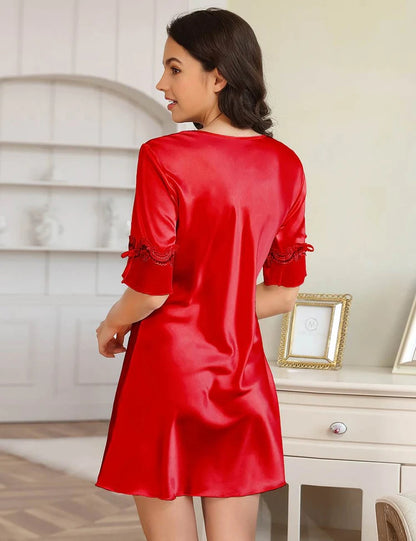 Women Plus Size Simulated Silk Embroidered Casual Babydoll-8