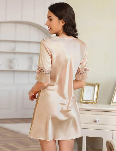 Women Plus Size Simulated Silk Embroidered Casual Babydoll-9