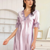 Women Plus Size Simulated Silk Embroidered Casual Babydoll