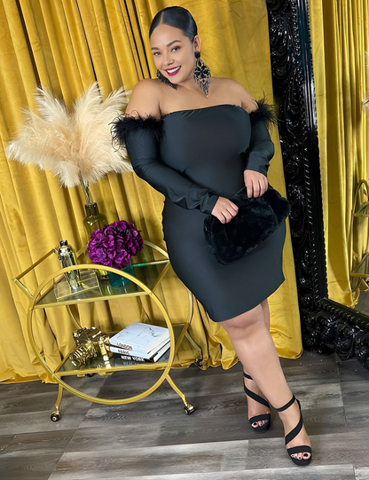 Women Plus Size Solid Boat Neck Dress-1