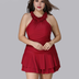 Women Plus Size Solid Color Backless Swimsuit