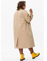 Women Plus Size Solid Color Calf-Length Trench Coat