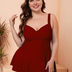 Women Plus Size Solid Color Conservative One Piece Swim-5
