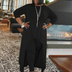 Women Plus Size Solid Color Round Neck Two-Piece Dress-3