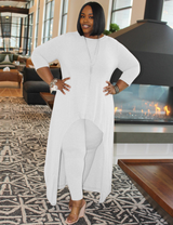 Women Plus Size Solid Color Round Neck Two-Piece Dress