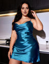 Women Plus Size Solid Color Slim Fit Satin Nightgown | PRUSES