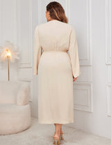 Women Plus Size Solid Twist Front Wrap Maxi Dress