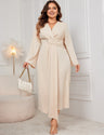 Women Plus Size Solid Twist Front Wrap Maxi Dress