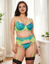 Women Plus Size Spliced Eyelash Lace Bra Set | PRUSES