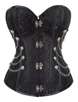 Women Plus Size Steampunk Brocade Corset with Chains